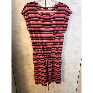Fossil womens mini dress straight short sleeve travel drawstring Waist pockets